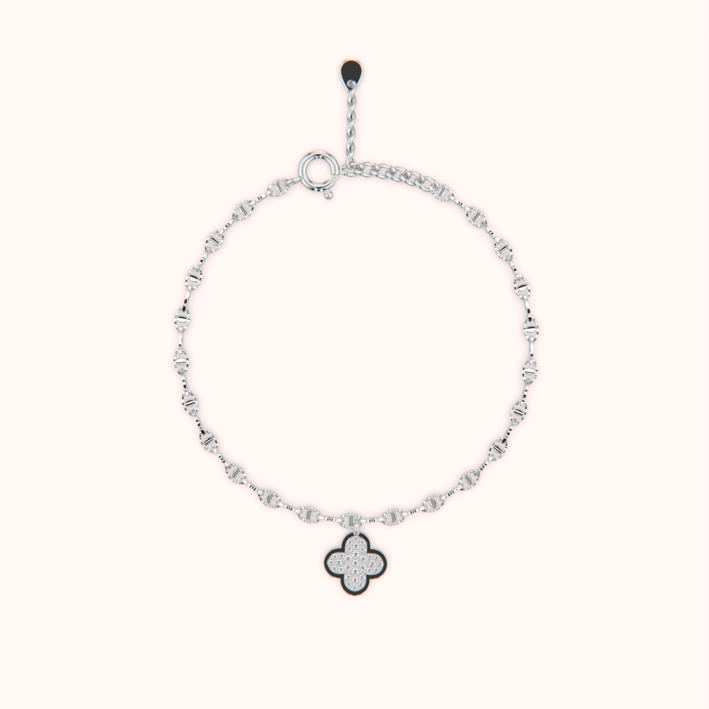 Diamond Clover Charm Bracelet
