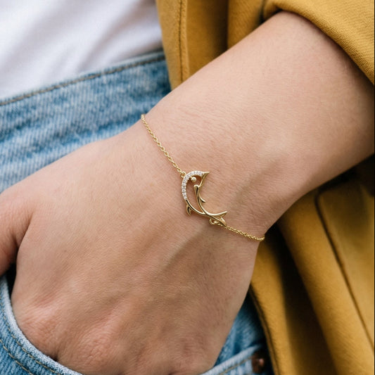 Dolphin Wave Bracelet and Earrings Set