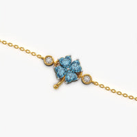 Blue Four-Leaf Clover Bracelet