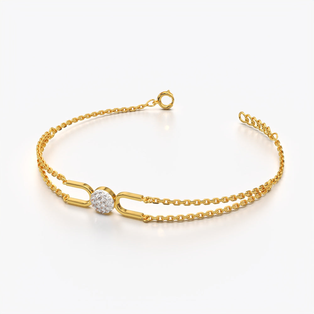 Double Chain Pave Circle Bracelet