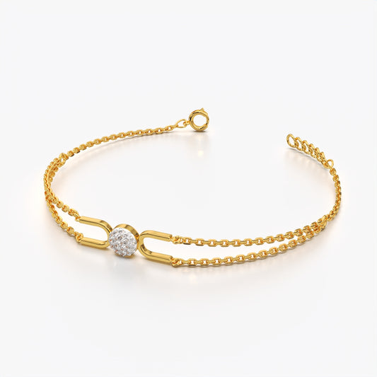 Double Chain Pave Circle Bracelet