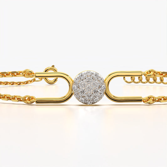 Double Chain Pave Circle Bracelet