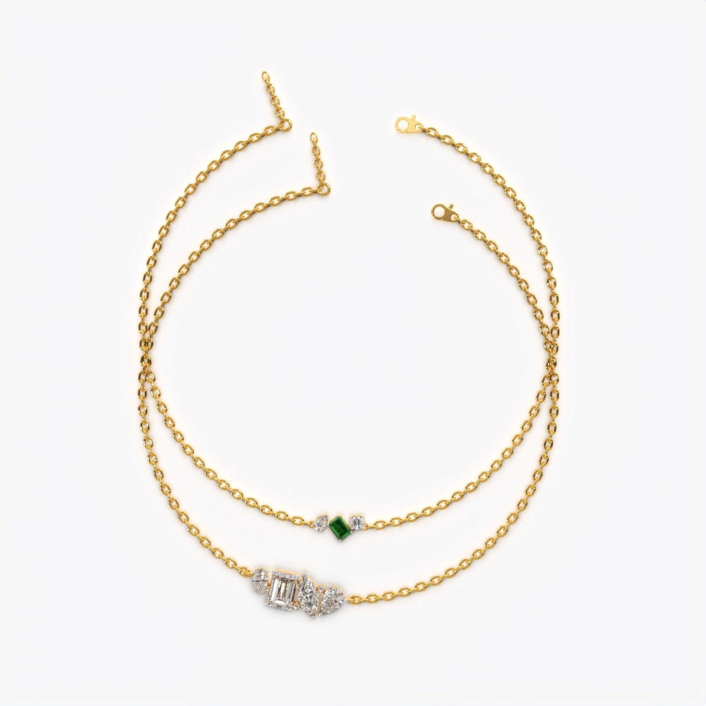 Emerald Baguette Cluster Bracelet Set