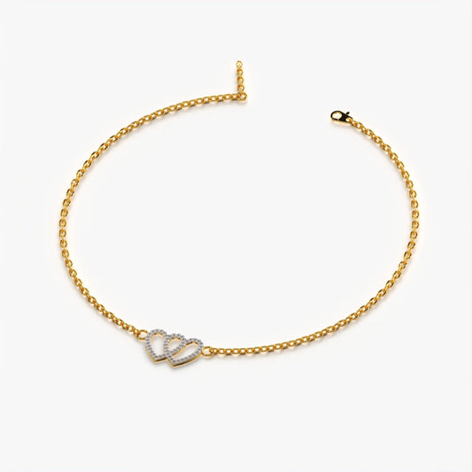 Two Heart Style Charm Bracelet