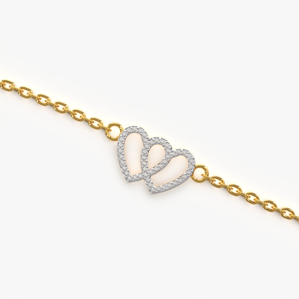 Two Heart Style Charm Bracelet