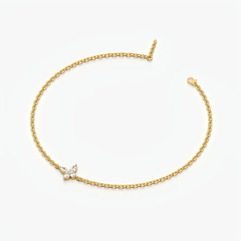 Marquise Round Butterfly Charm Bracelet