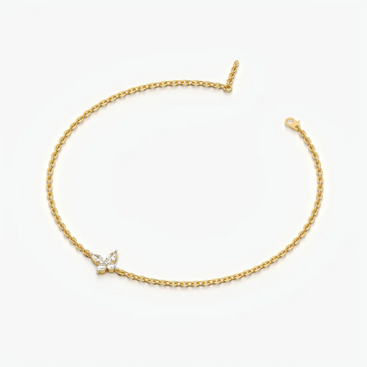 Marquise Round Butterfly Charm Bracelet