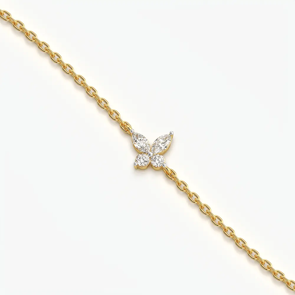 Marquise Round Butterfly Charm Bracelet