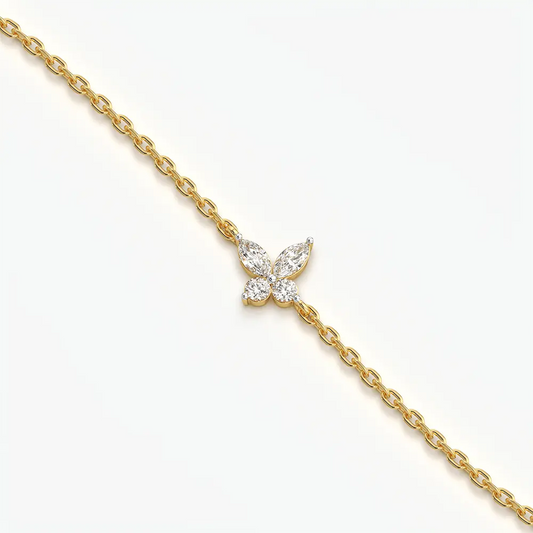 Marquise Round Butterfly Charm Bracelet