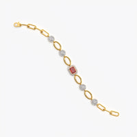 Red Emerald-Cut Halo Statement Bracelet