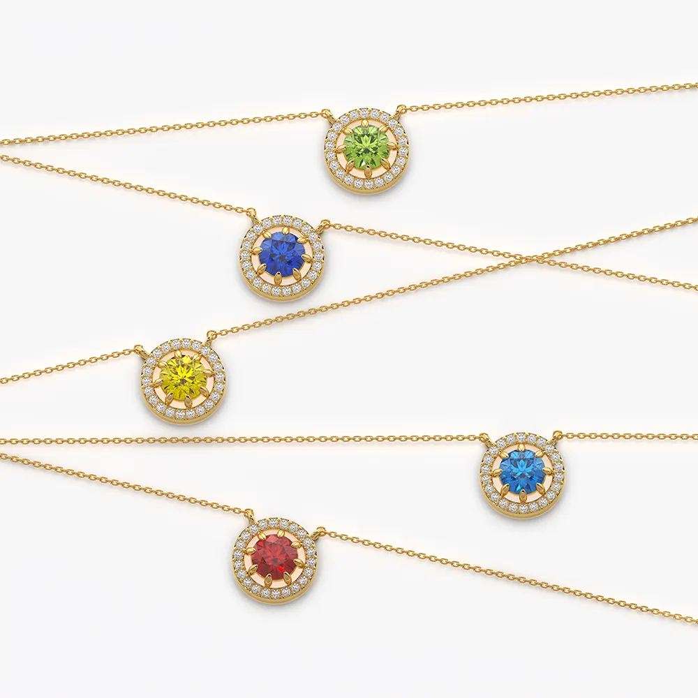 Halo Solitaire Pendant Necklace