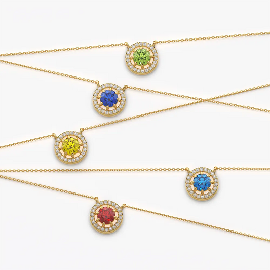 Halo Solitaire Pendant Necklace