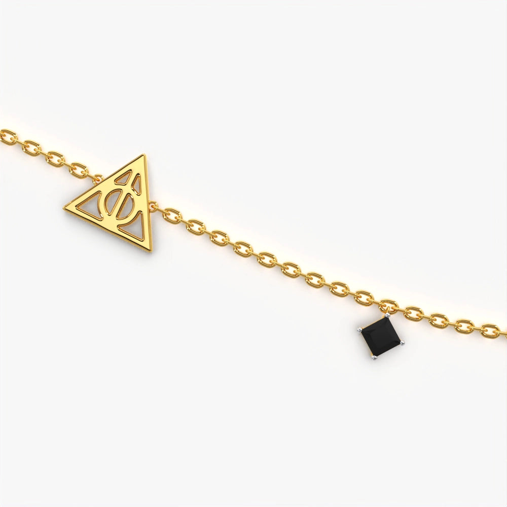 Geometric Triangle & Black Stone Bracelet