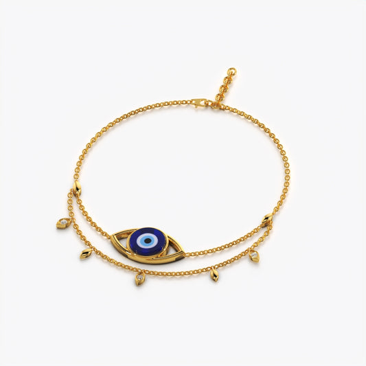 Statement Evil Eye Double Chain Bracelet