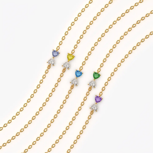 Twin Hearts Coloured Stone Bracelet