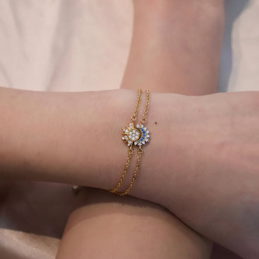 Sun and Moon Evil Eye Bracelet Set