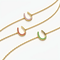 Horseshoe Chain Bracelet in Colour Stones