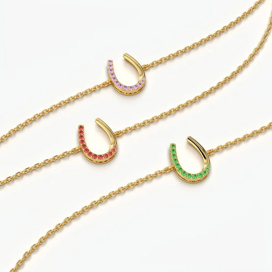 Horseshoe Chain Bracelet in Colour Stones
