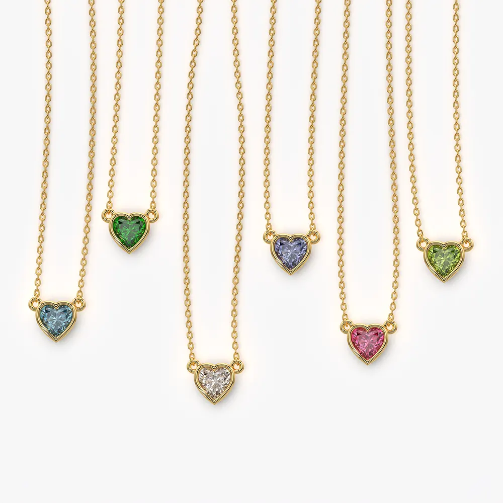Bezel Heart Pendant Necklace