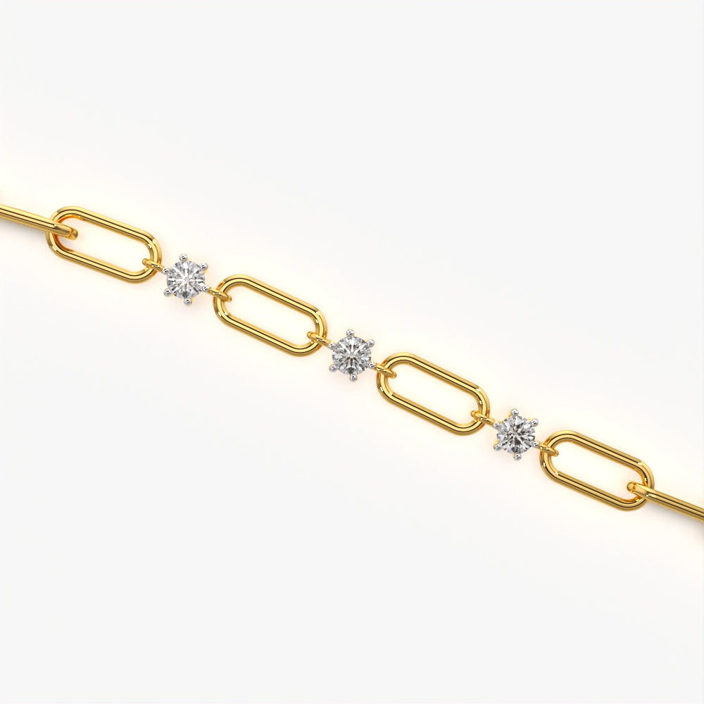 Solitaire Paperclip Link Bracelet