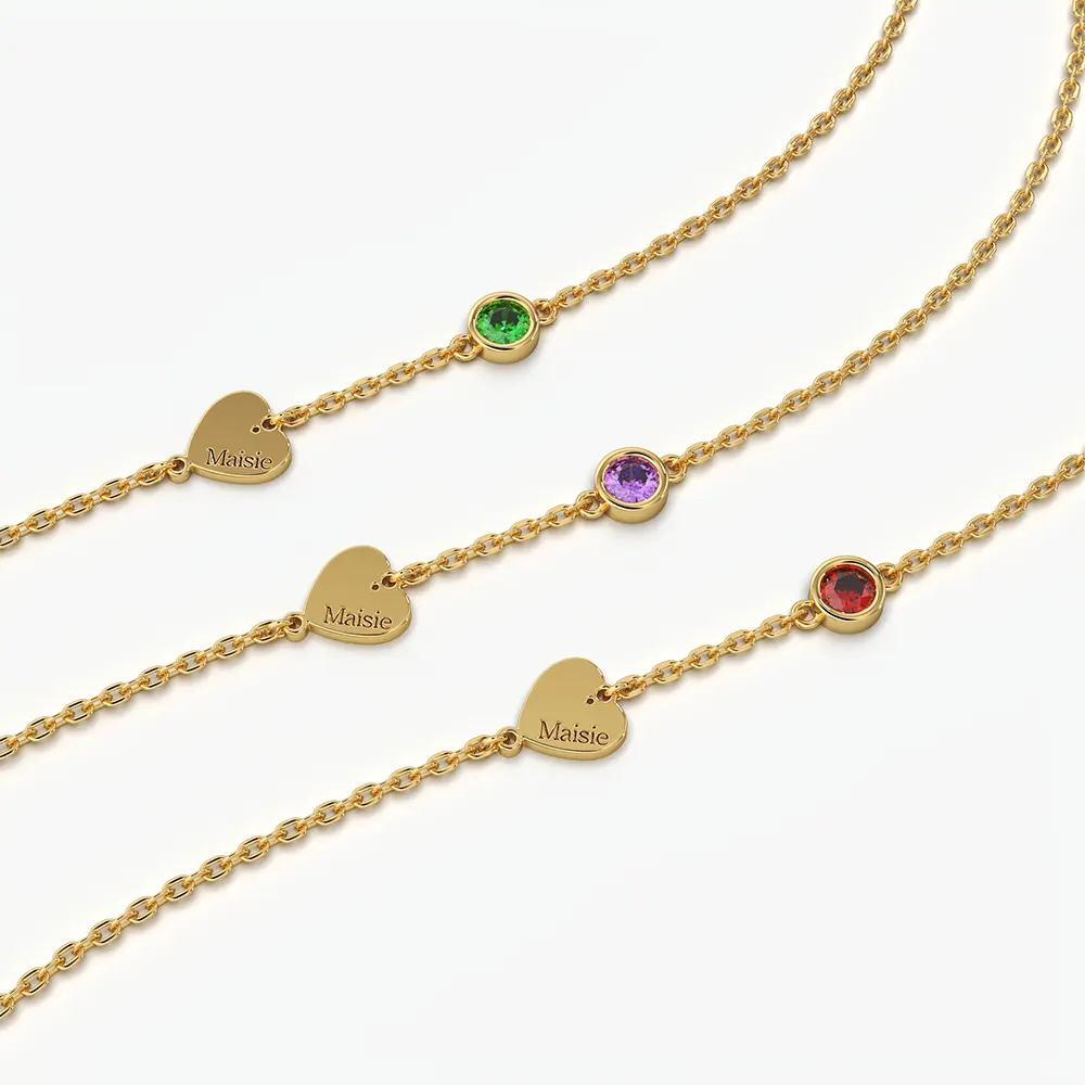 Personalised Name Heart Solitaire Bracelet