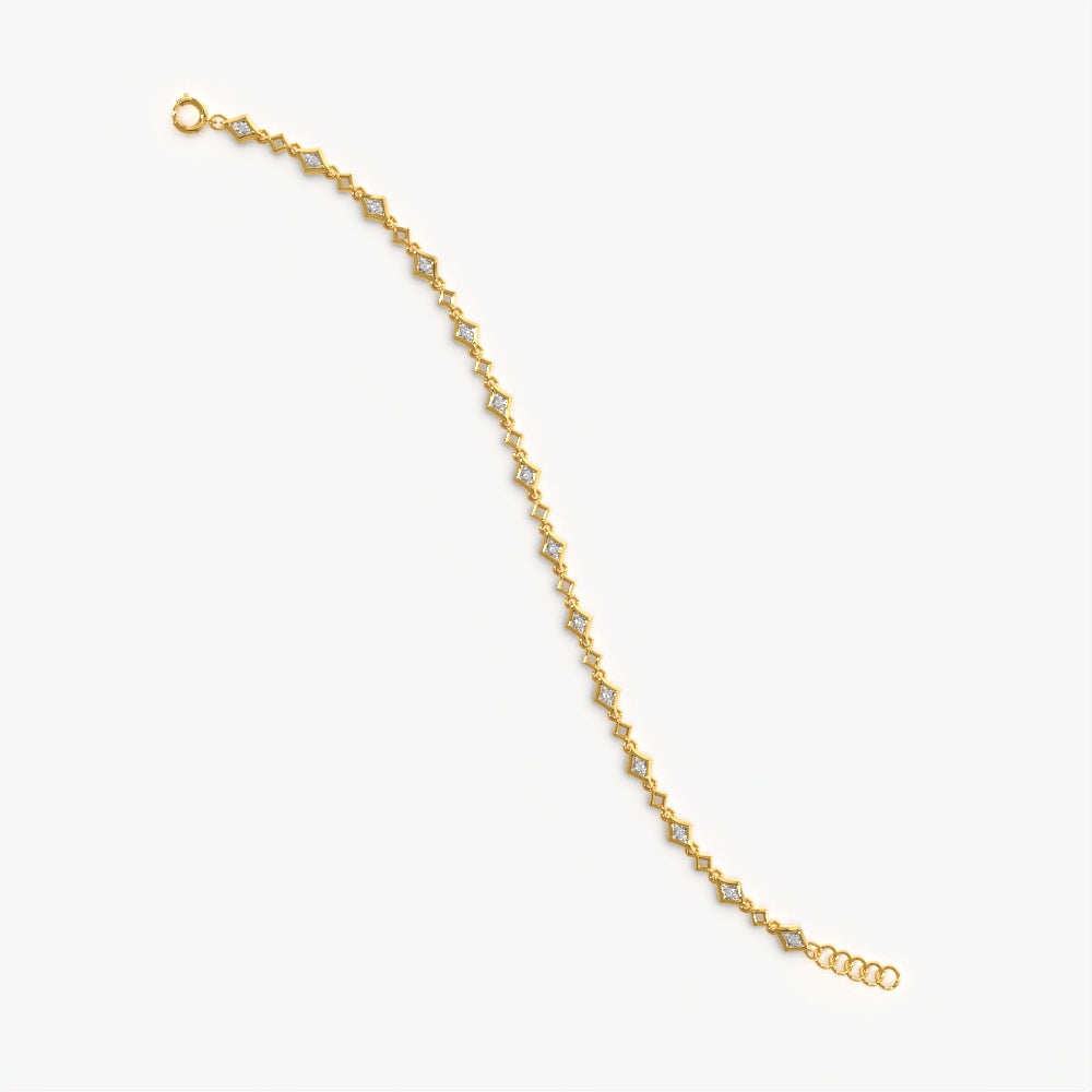 Geometric diamond station bracelet in 18K gold vermeil