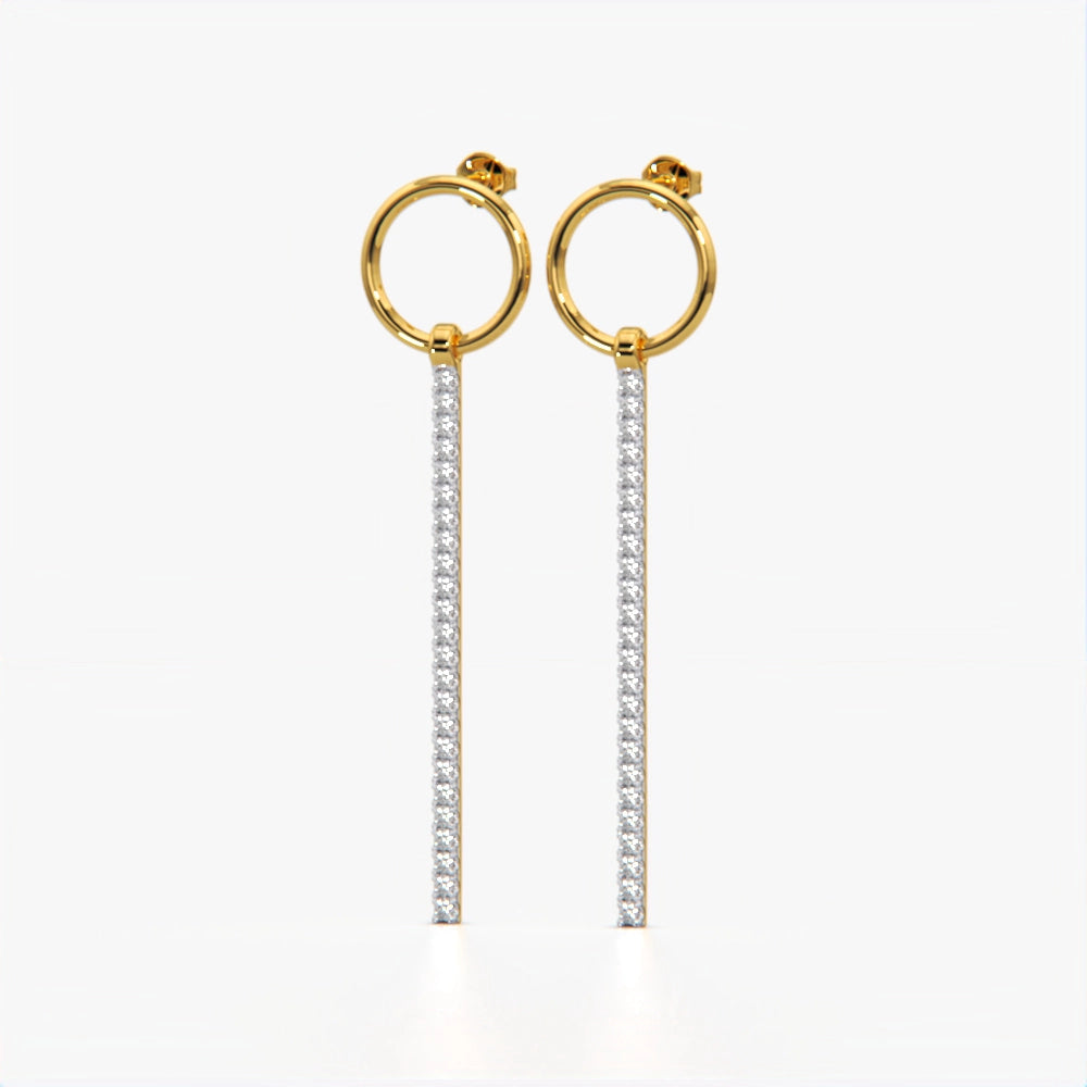 Chain Drop Earring with Circular Stud