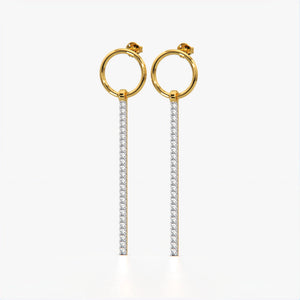 Chain Drop Earring with Circular Stud