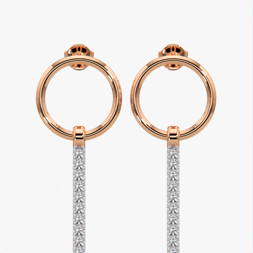 Chain Drop Earring with Circular Stud