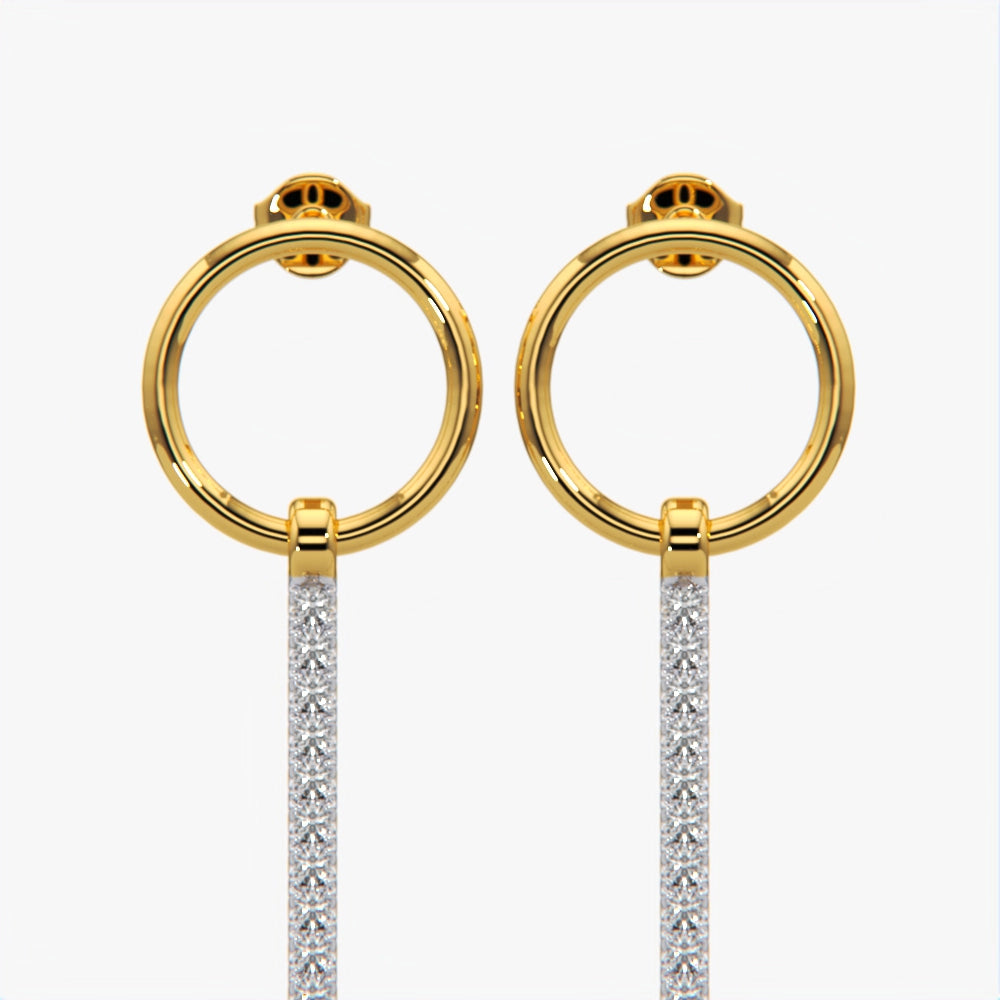 Chain Drop Earring with Circular Stud