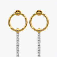 Open Circle Pave Bar Drop Earrings