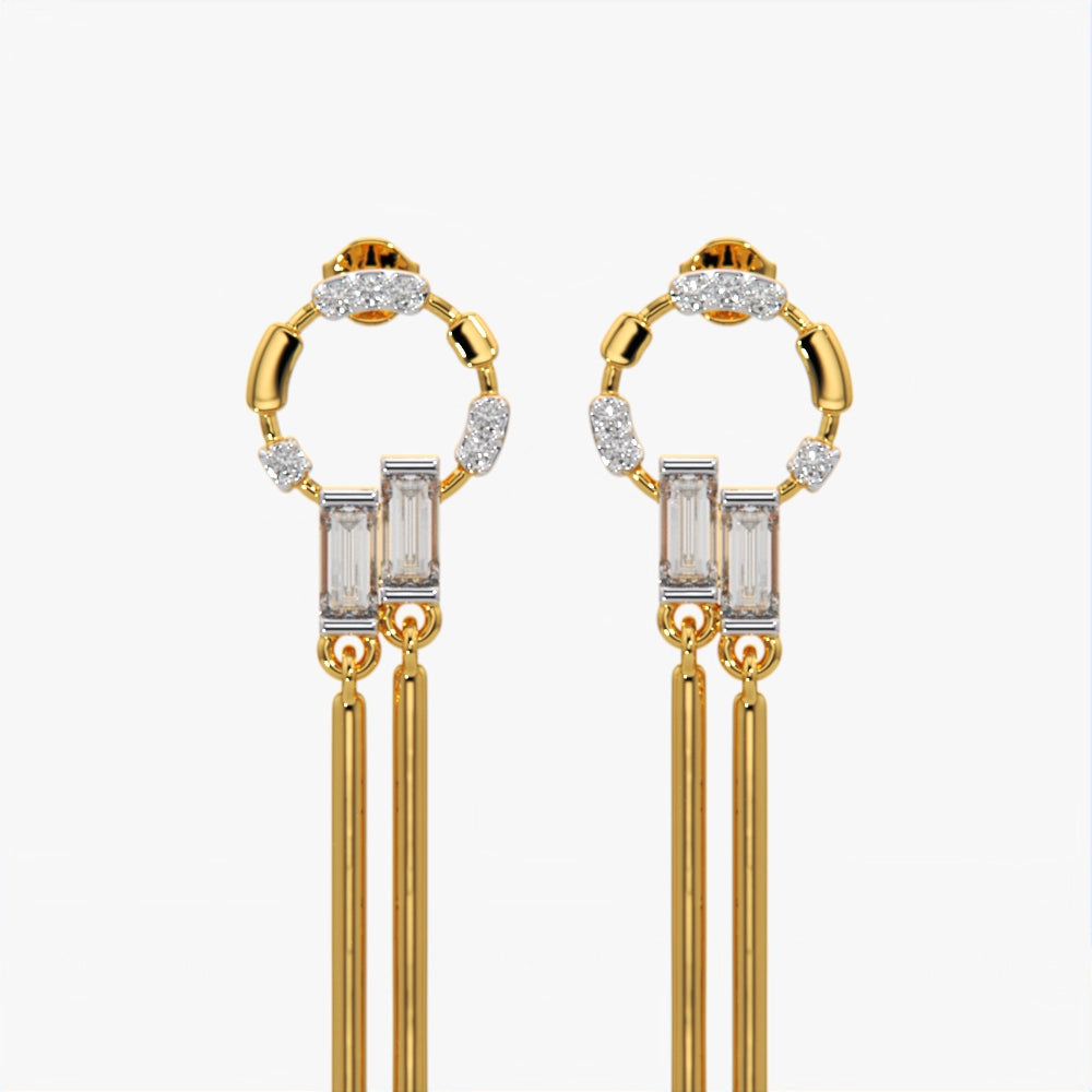 Link Baguette Drop Hoop  Earring