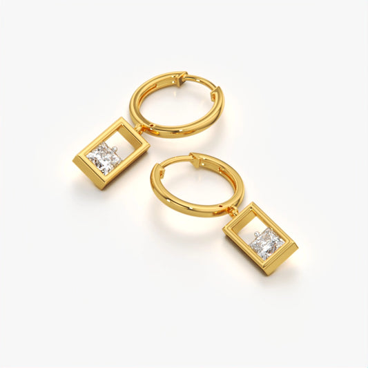 Framed Princess Drop Huggie Hoops