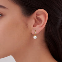 Pearl Drop Wave Pavé Earrings