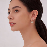 Pearl Drop Wave Pavé Earrings