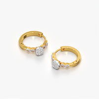 Floral Cluster Huggie Hoop Earrings