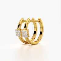 Pave Square Slider Huggie Hoops