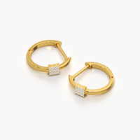Pave Square Slider Huggie Hoops