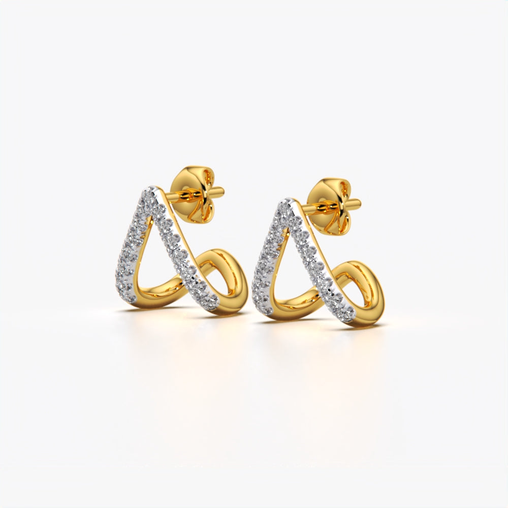Triangle V Shape Pave Hoop Earrings