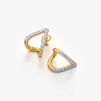 Triangle V Shape Pave Hoop Earrings