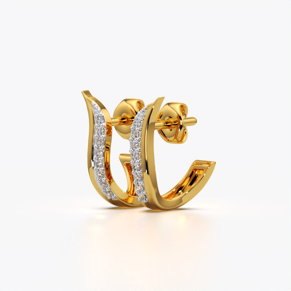 Wave Curve Pave Half Hoop Earring