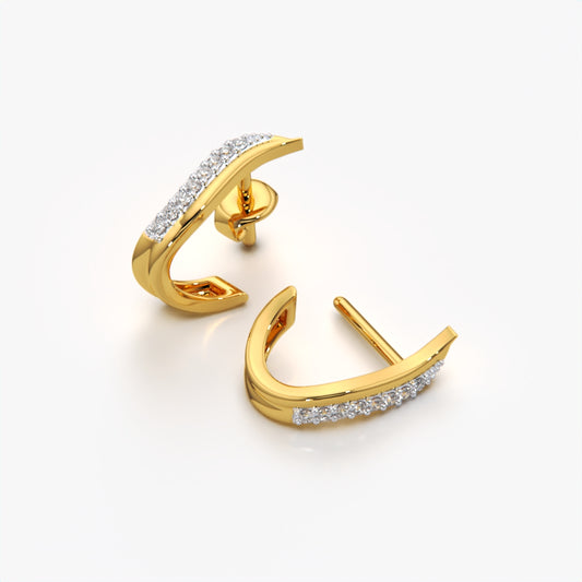 Wave Curve Pave Half Hoop Earring
