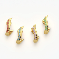 Wave Curve Pave Half Hoop Earring
