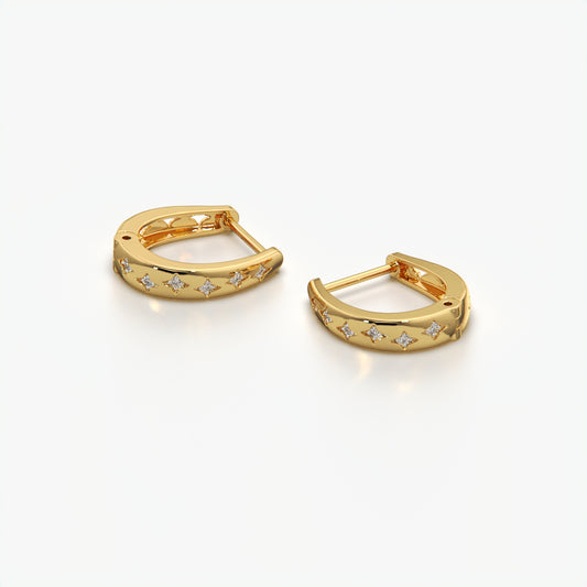 Celestial Scatter Dome Huggie Hoop Earrings