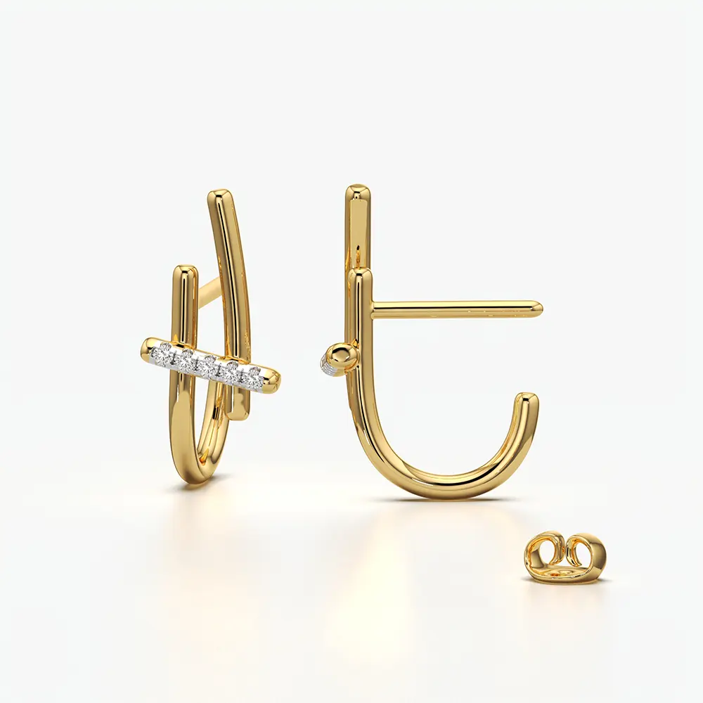 Modern Bar Cross Hoop Earrings