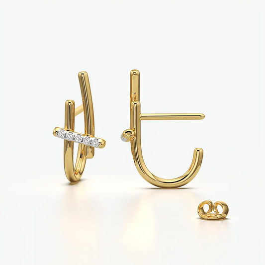 Modern Bar Cross Hoop Earrings