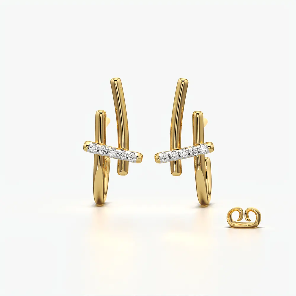 Modern Bar Cross Hoop Earrings
