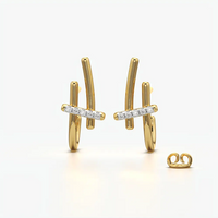Modern Bar Cross Hoop Earrings