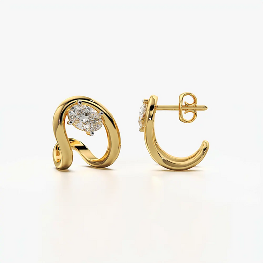 Swirl Wrap Solitaire Stud Earrings