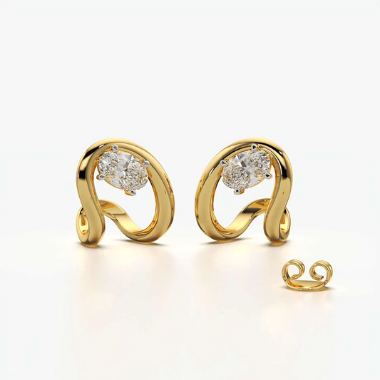 Swirl Wrap Solitaire Stud Earrings